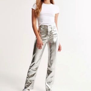 7 FOR ALL MANKIND Silver Metallic Pants Medium